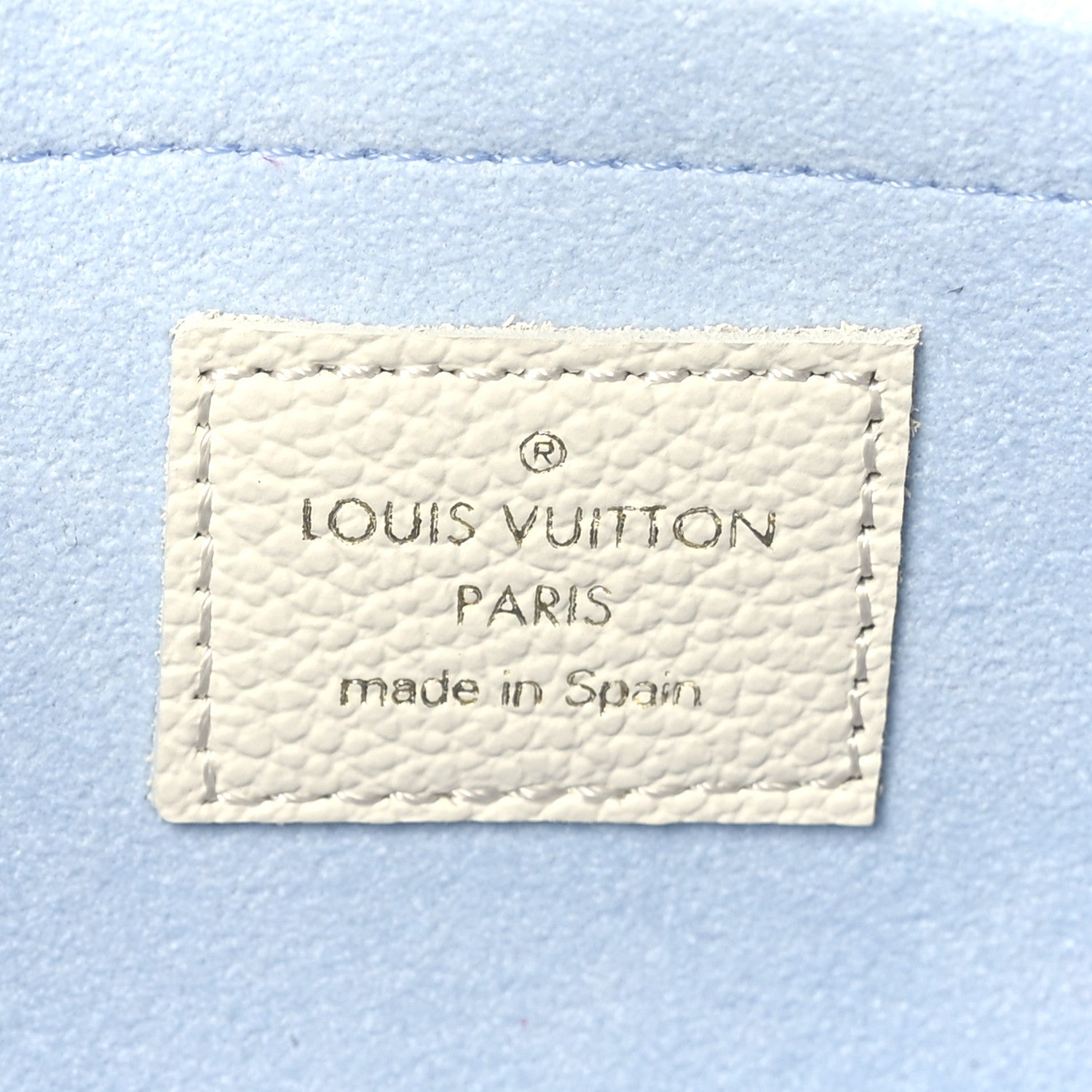 Louis Vuitton Empreinte Monogram Giant Felicie Pochette Chain Wallet Latte Candy Blue 7 of 9