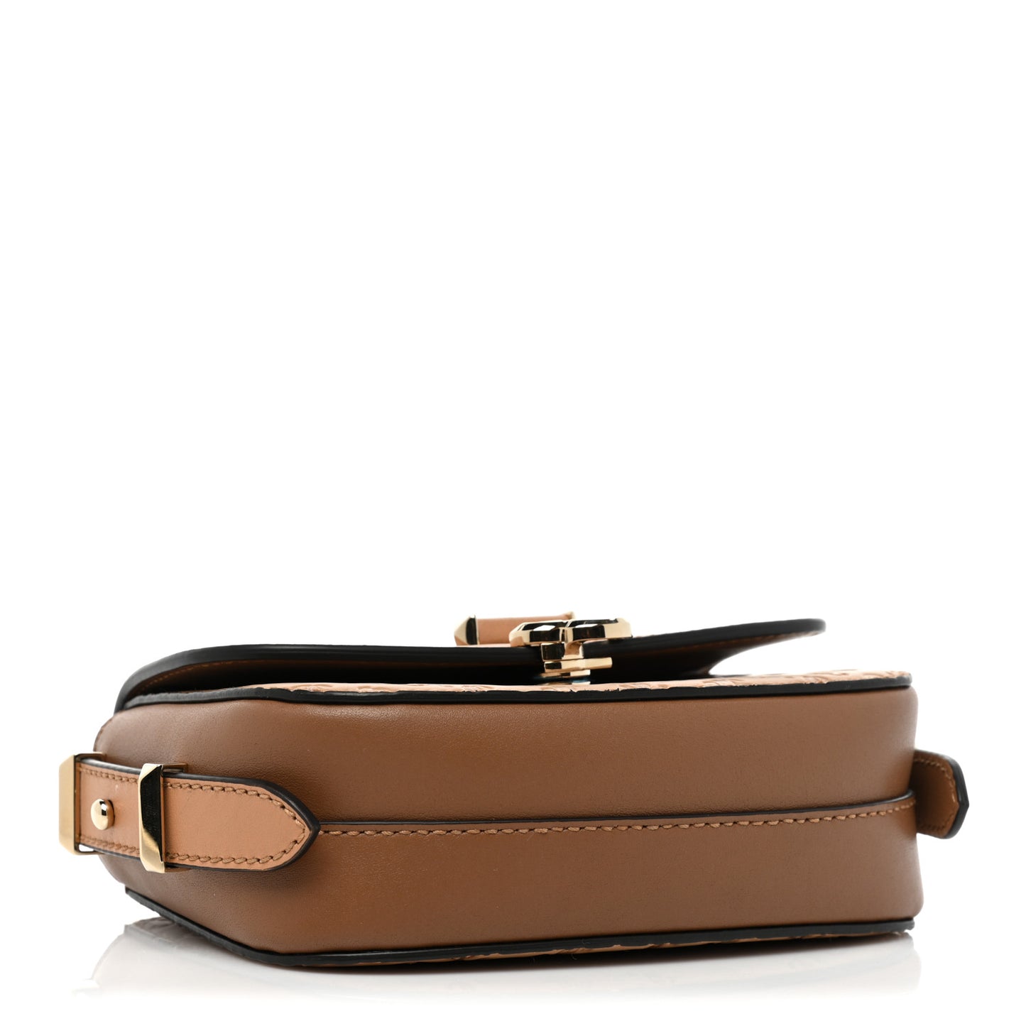 Calfskin Small Varenne Logo Embossed Shoulder Bag Caramel
