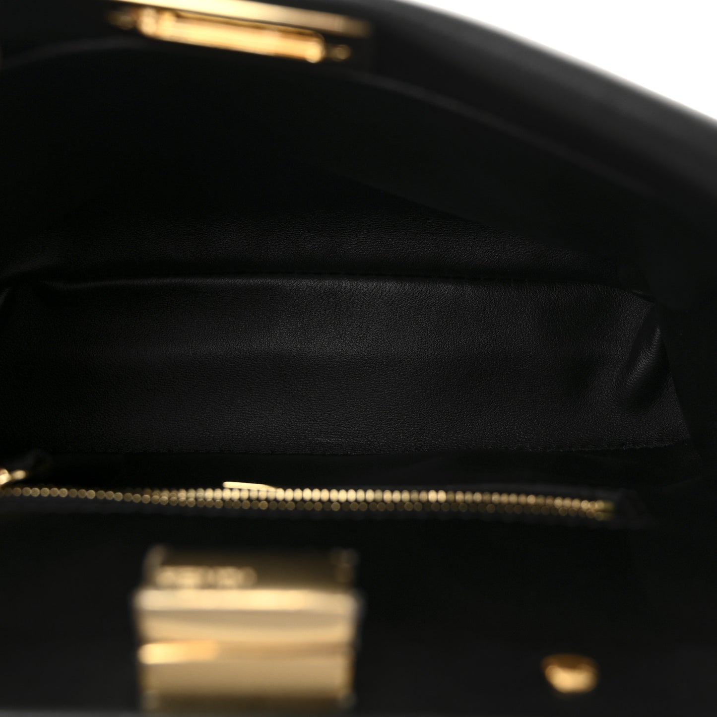 Shearling Nappa Macro FF 1974 Mini Peekaboo Iconic Satchel Tobacco Black