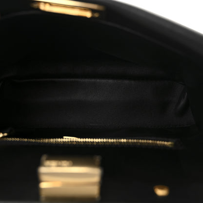 Fendi Shearling Nappa Macro FF 1974 Mini Peekaboo Iconic Satchel Tobacco Black 5 of 9