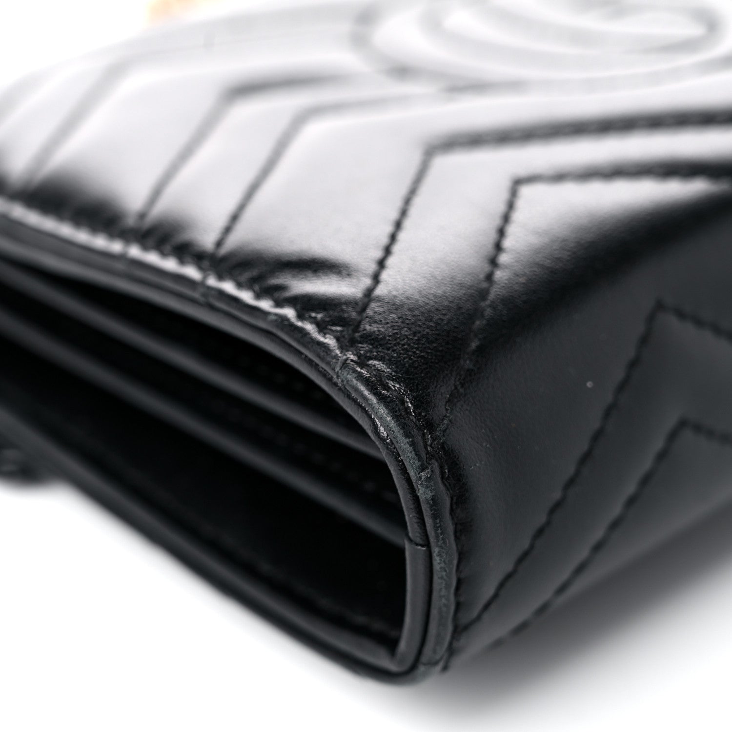 Gucci Calfskin Matelasse GG Marmont Chain Wallet Black 10 of 25