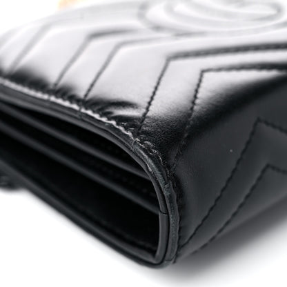 Gucci Calfskin Matelasse GG Marmont Chain Wallet Black 10 of 25