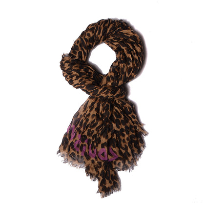 Louis Vuitton Cashmere Silk Leopard Stole Brown 1 of 6