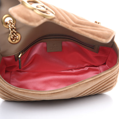Gucci Velvet Matelasse Small GG Marmont Shoulder Bag Taupe 4 of 10