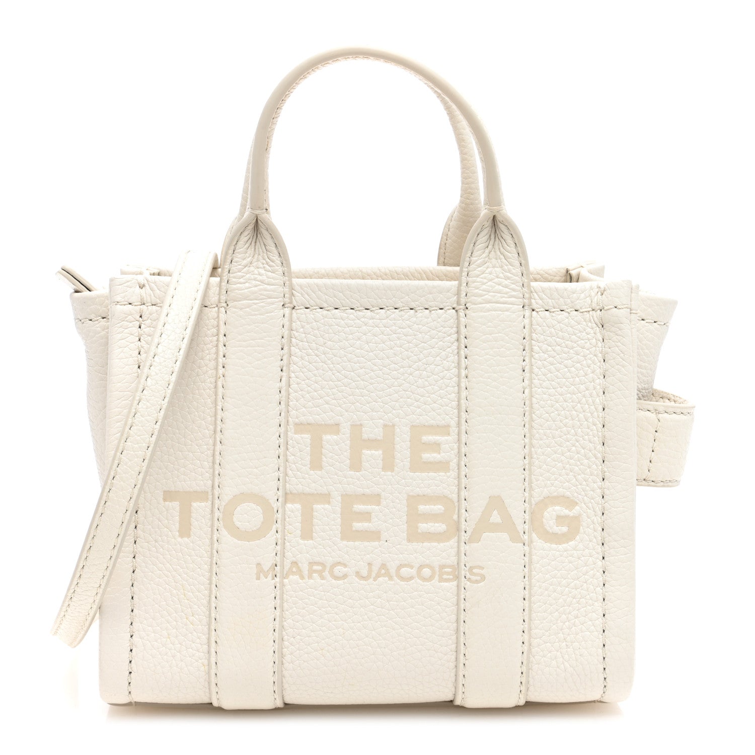 Marc Jacobs Grained Calfskin Micro The Tote Bag Cotton Silver 1 of 10