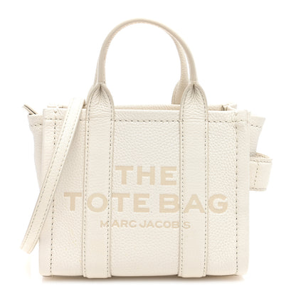 Marc Jacobs Grained Calfskin Micro The Tote Bag Cotton Silver 1 of 10