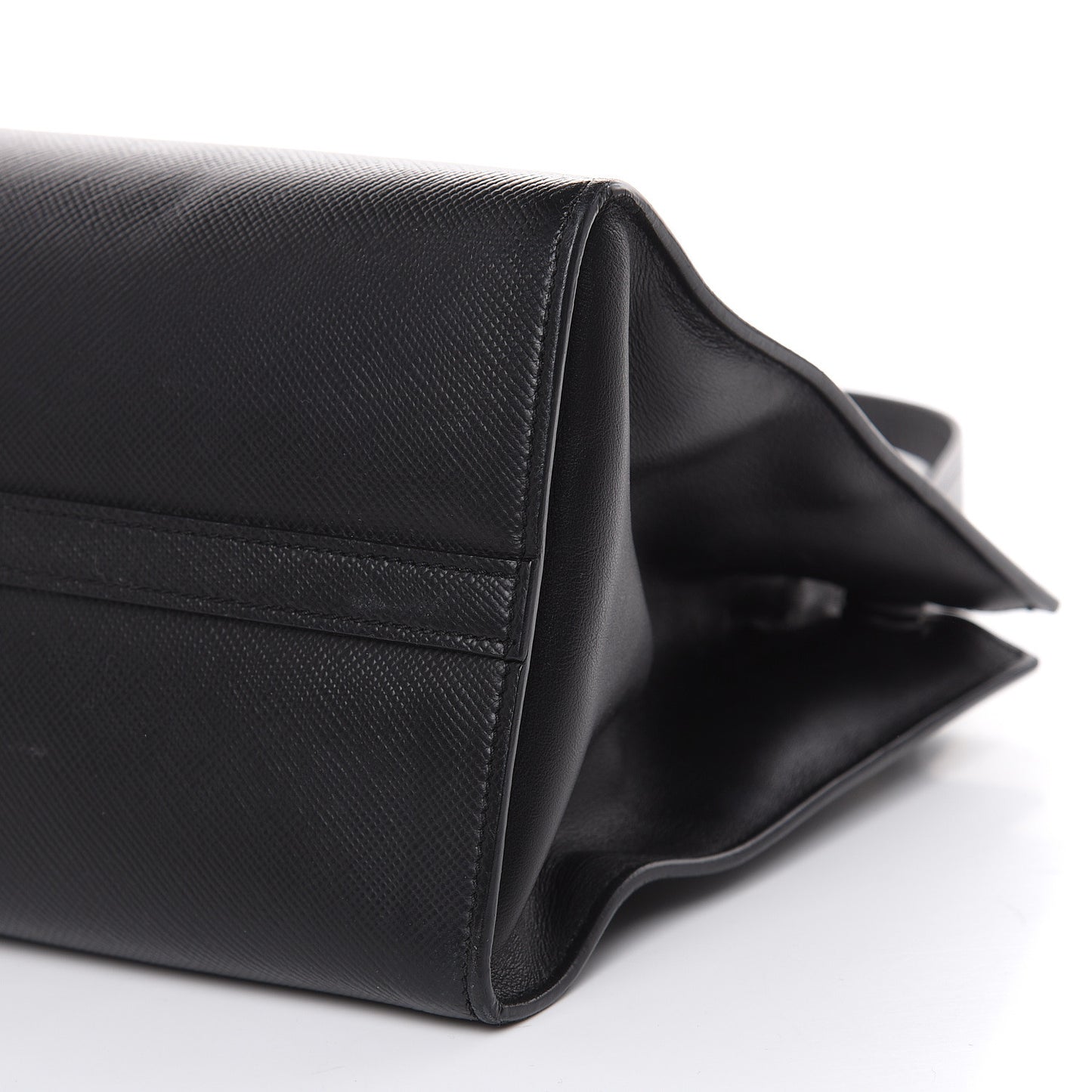 Saffiano Cuir Calfskin Large Monochrome Top Handle Tote Black