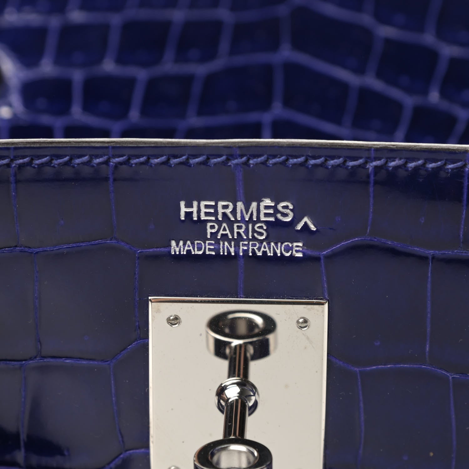 Hermes Shiny Porosus Crocodile Birkin 40 Bleu Electrique 7 of 9