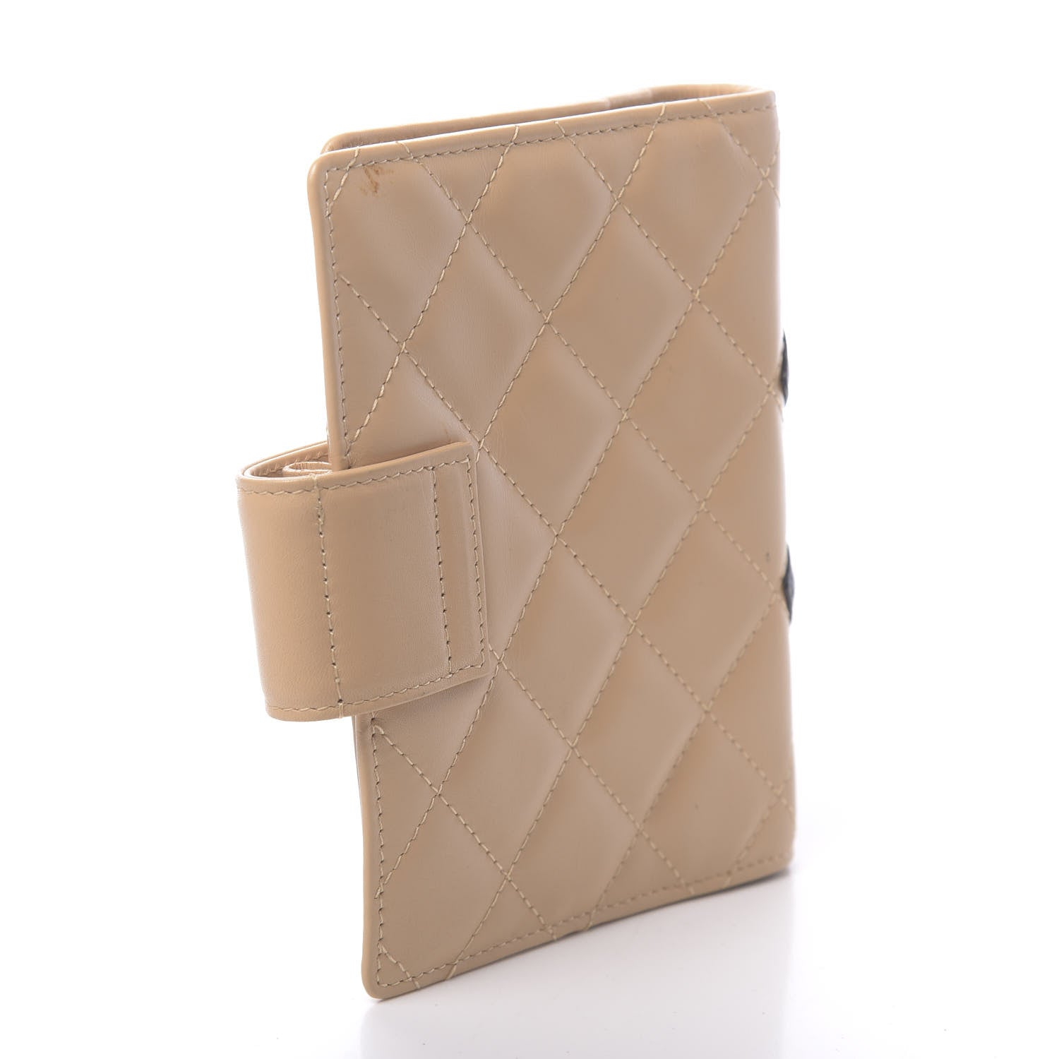 Chanel Calfskin Quilted Small Cambon Agenda Planner Beige Black 3 of 9