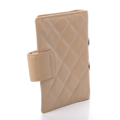 Chanel Calfskin Quilted Small Cambon Agenda Planner Beige Black 3 of 9