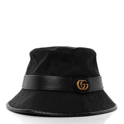 Gucci Monogram Textured Dollar Calfskin GG Jago Bucket Hat M Black 3 of 11
