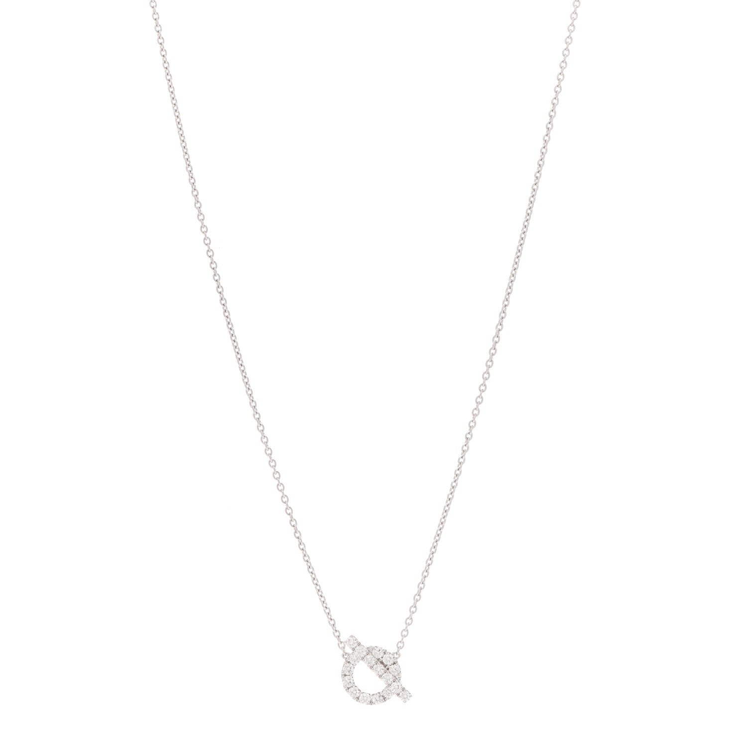 Hermes 18K White Gold Diamond Finesse Pendant Necklace 1 of 5