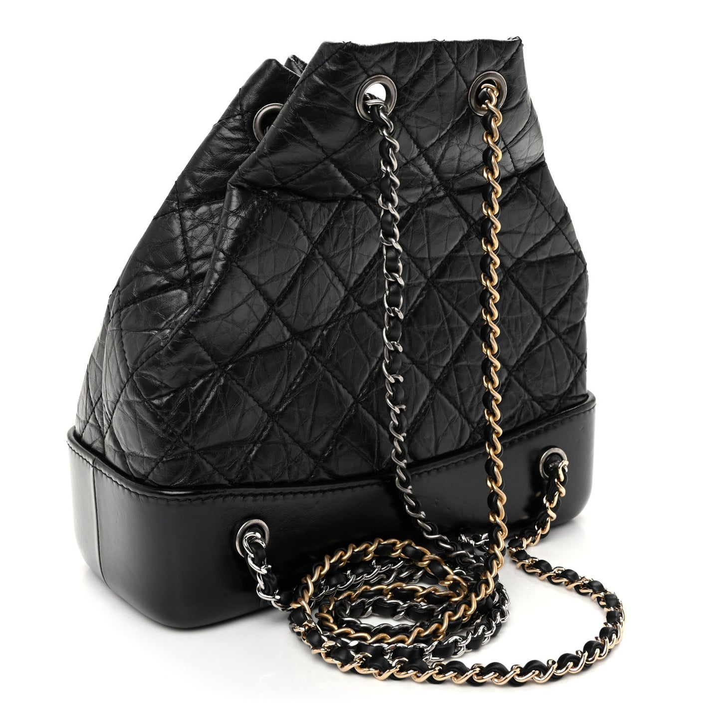 Aged Calfskin Quilted Small Gabrielle Backpack Black