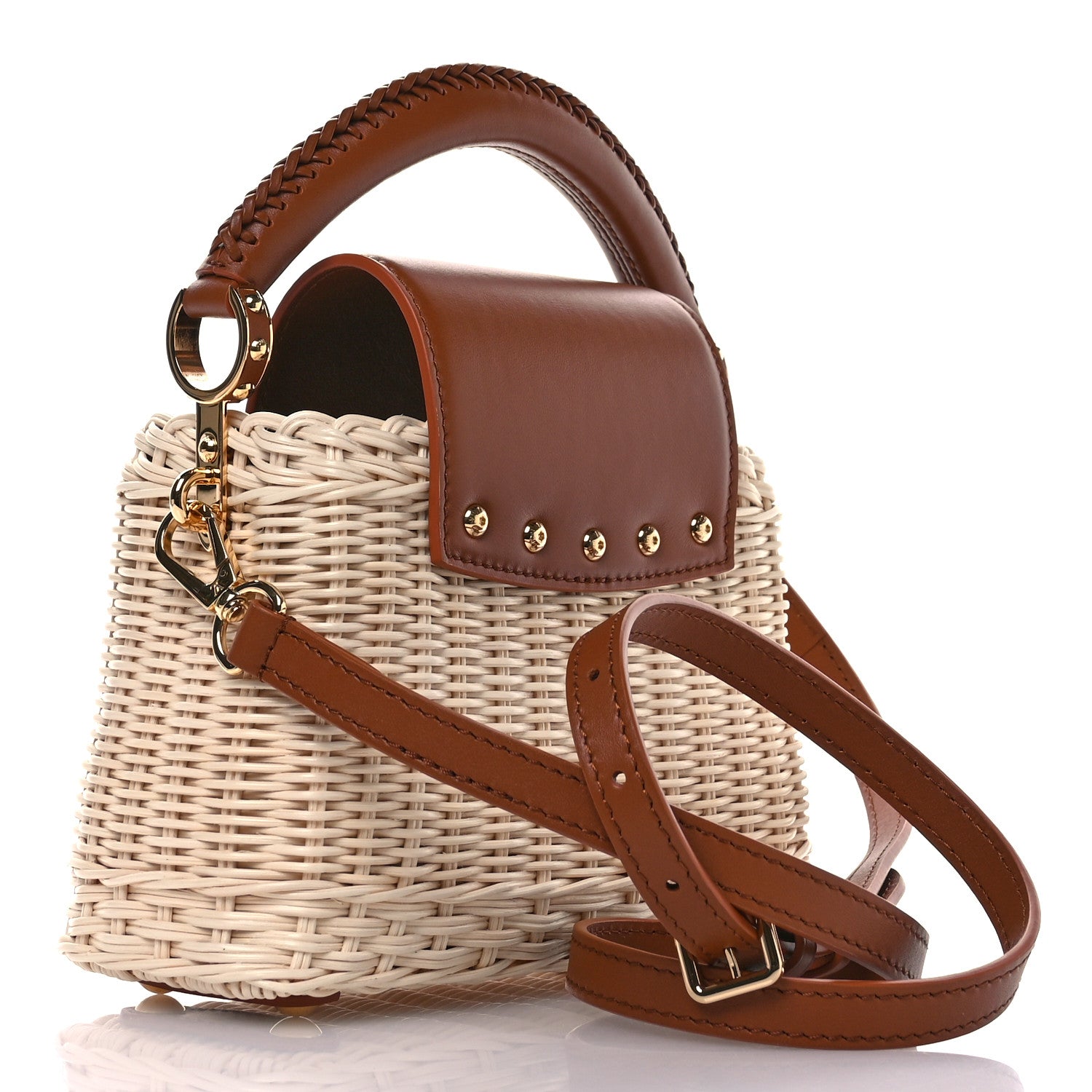 Louis Vuitton Rattan Calfskin Capucines Mini Brown 3 of 10