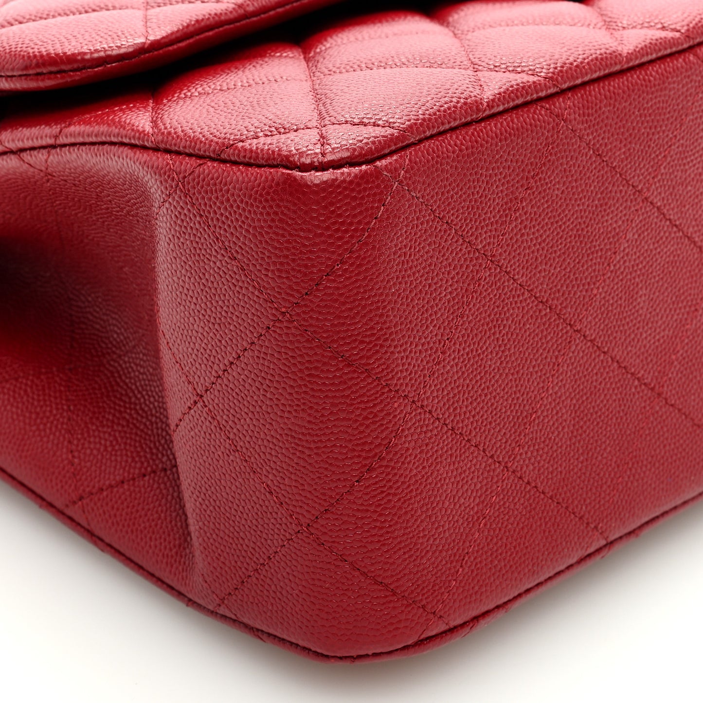 Caviar Quilted Jumbo Double Flap Dark Red