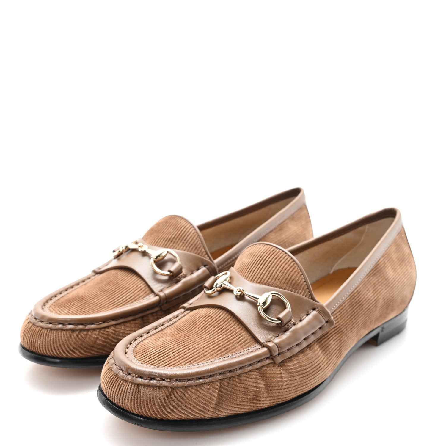 Gucci Corduroy Womens 1953 Horsebit Loafers 38 Velvety Camel 4 of 9