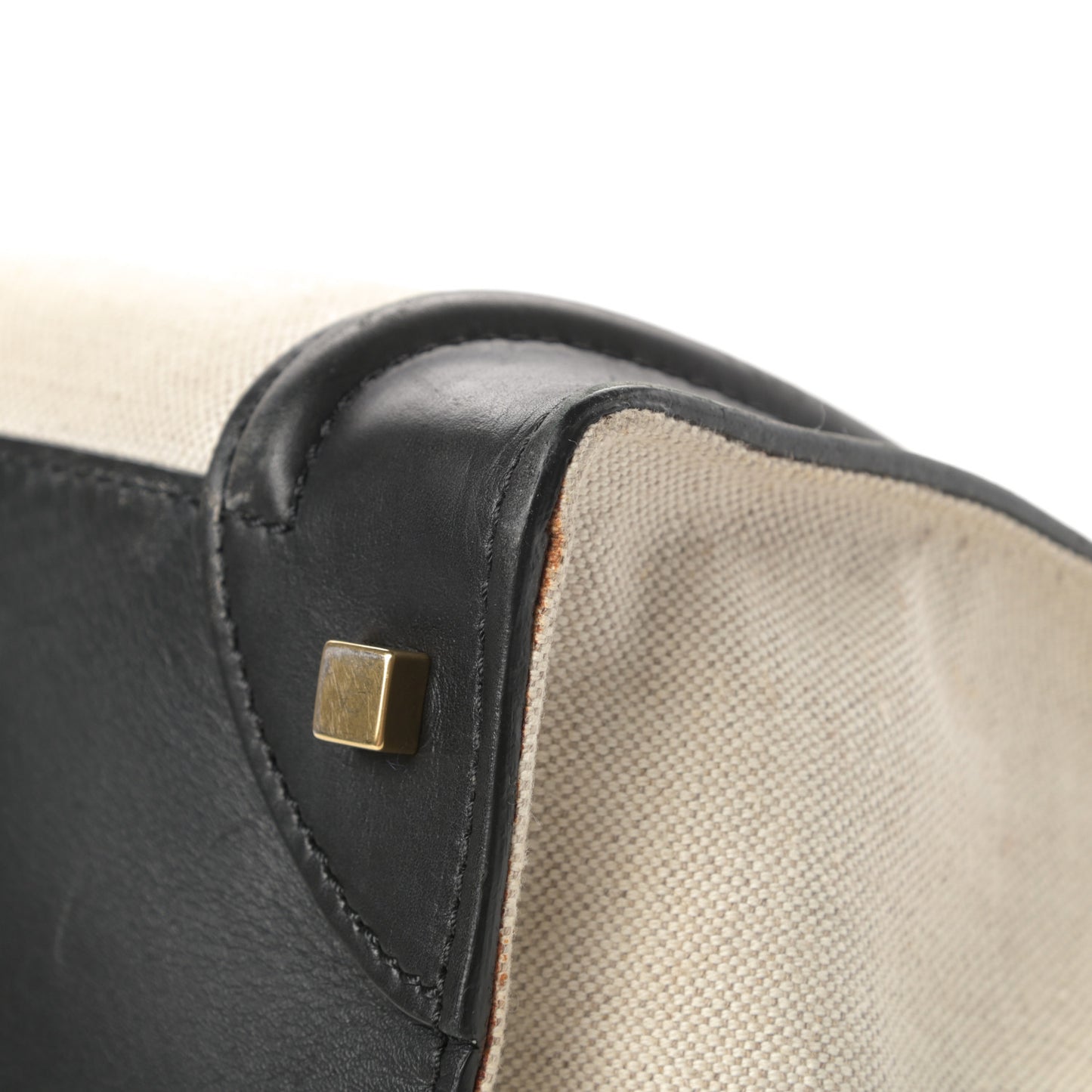 Natural Canvas Smooth Calfskin Mini Luggage Cream