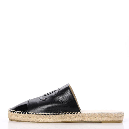 Chanel Iridescent Goatskin Patent CC Espadrille Mules 42 Black 1 of 9