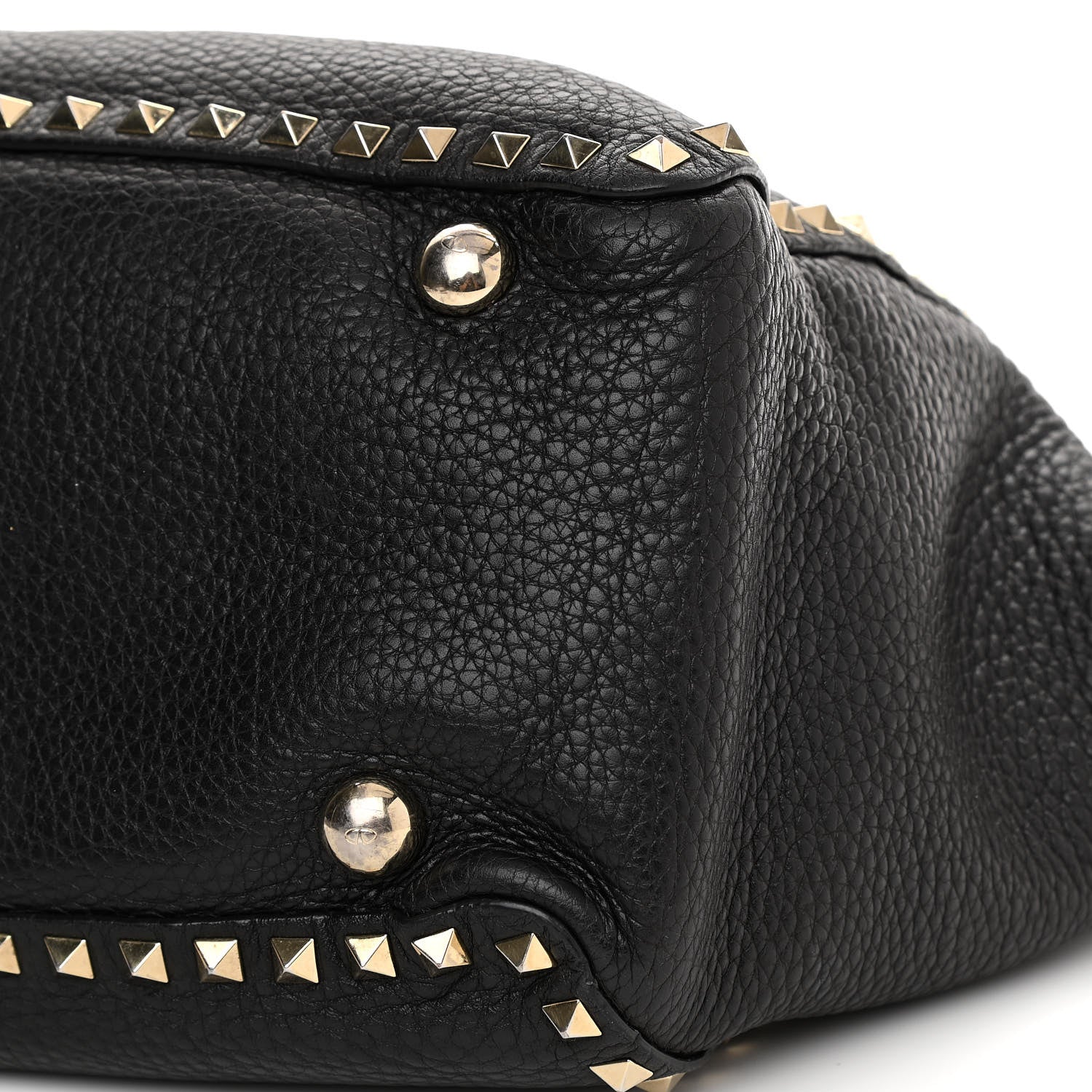 Valentino Garavani Pebbled Calfskin Medium Rockstud Tote Black 10 of 13