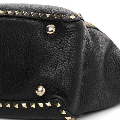 Valentino Garavani Pebbled Calfskin Medium Rockstud Tote Black 10 of 13