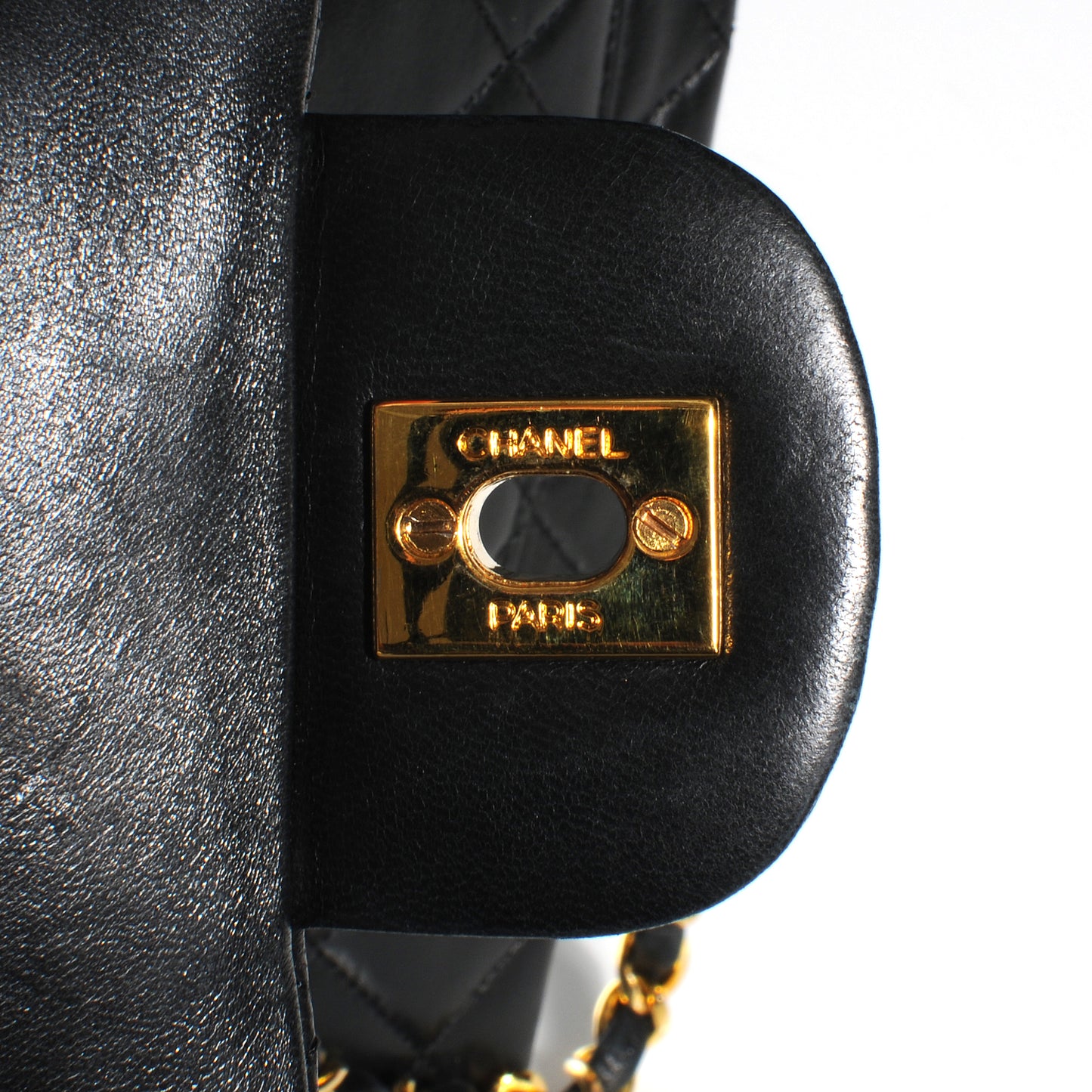 Lambskin Medium Double Flap Black