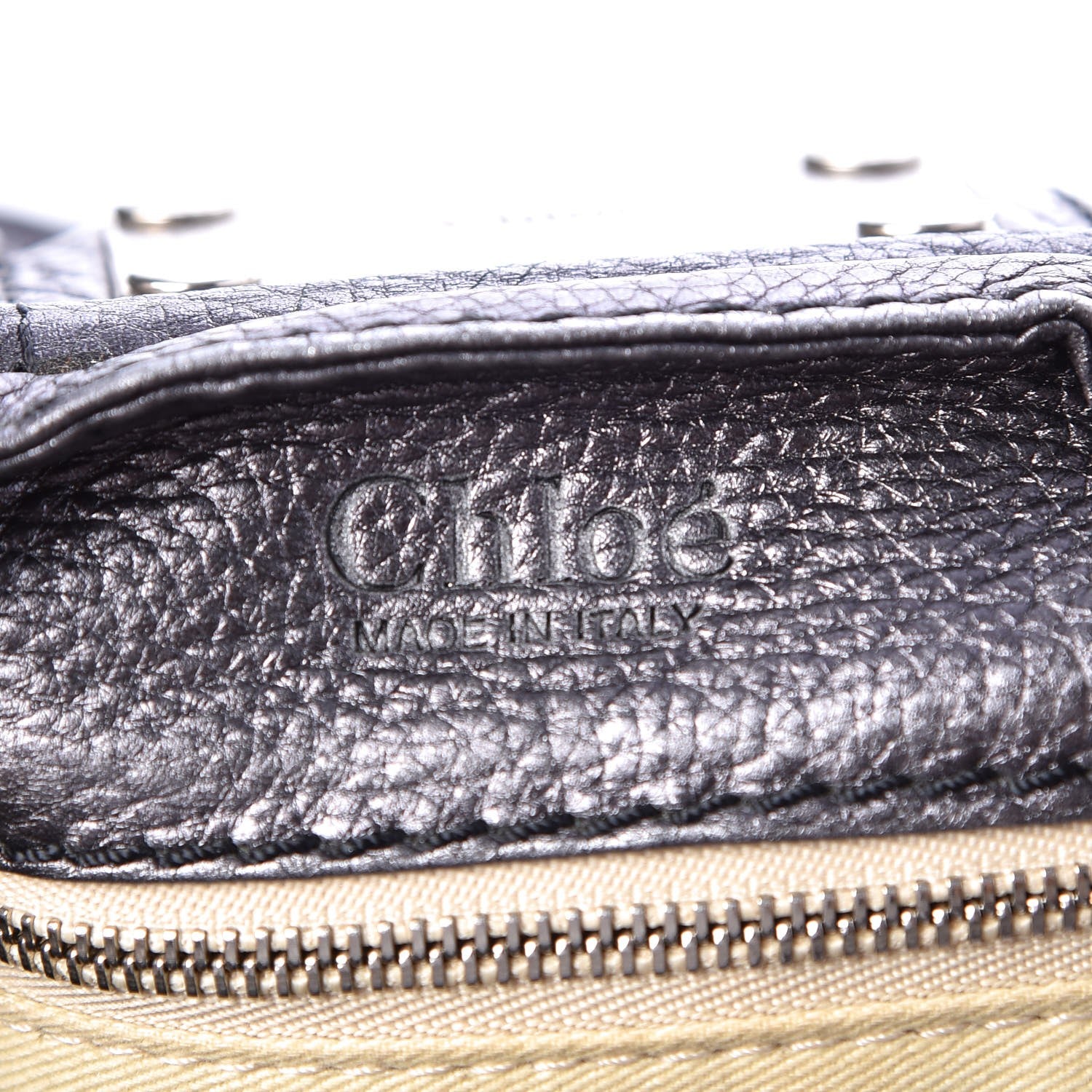 Chloe Metallic Calfskin Medium Paddington Satchel Grey 7 of 9