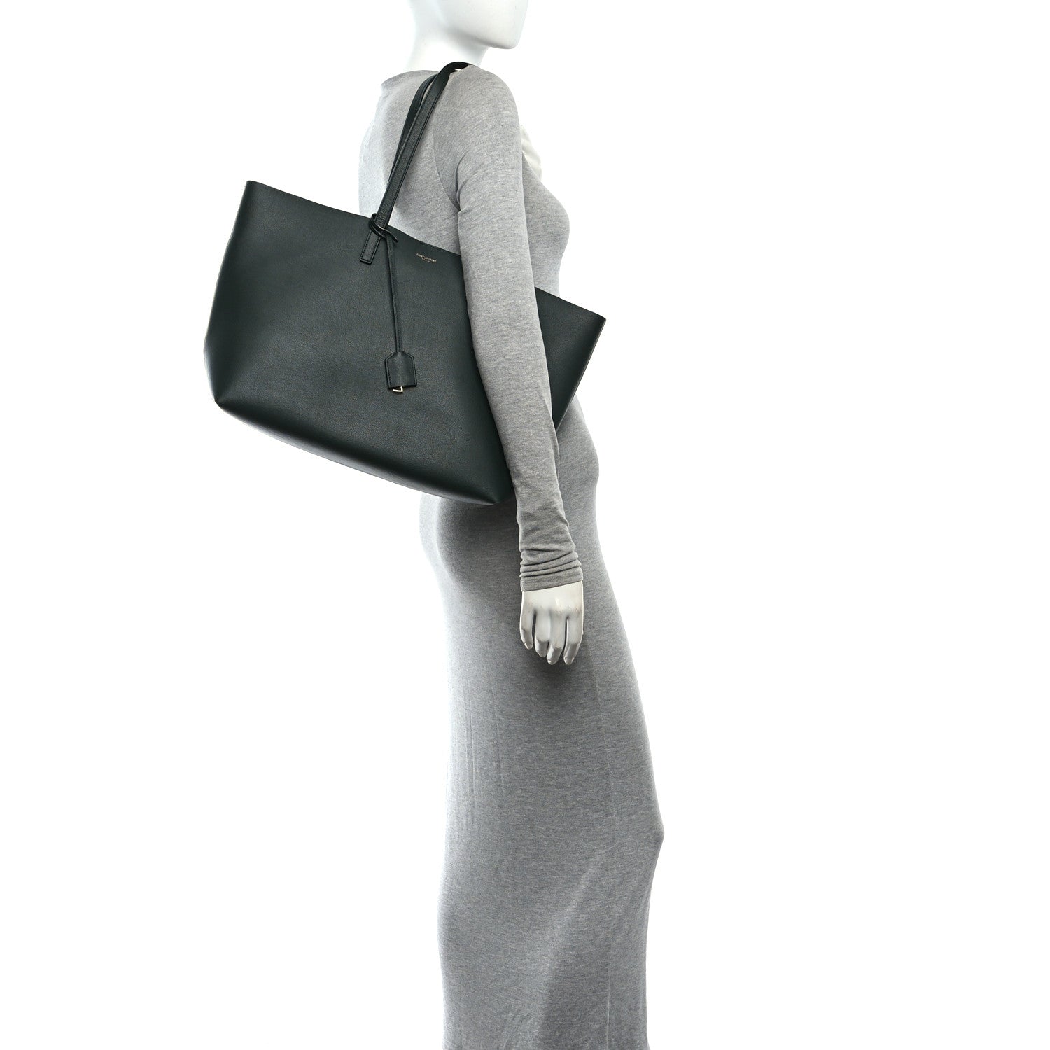 Saint Laurent Calfskin Large Shopping Tote Dark Green 2 of 11