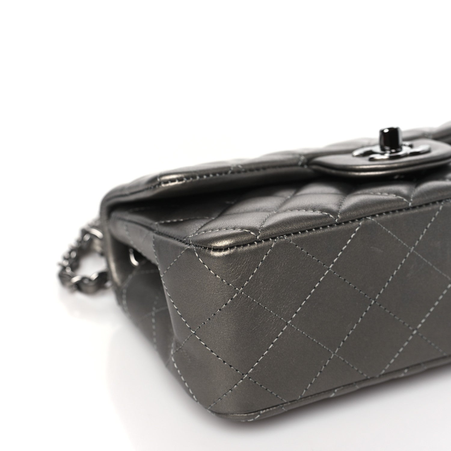 Chanel Metallic Calfskin Quilted Mini Rectangular Flap Ruthenium 9 of 11