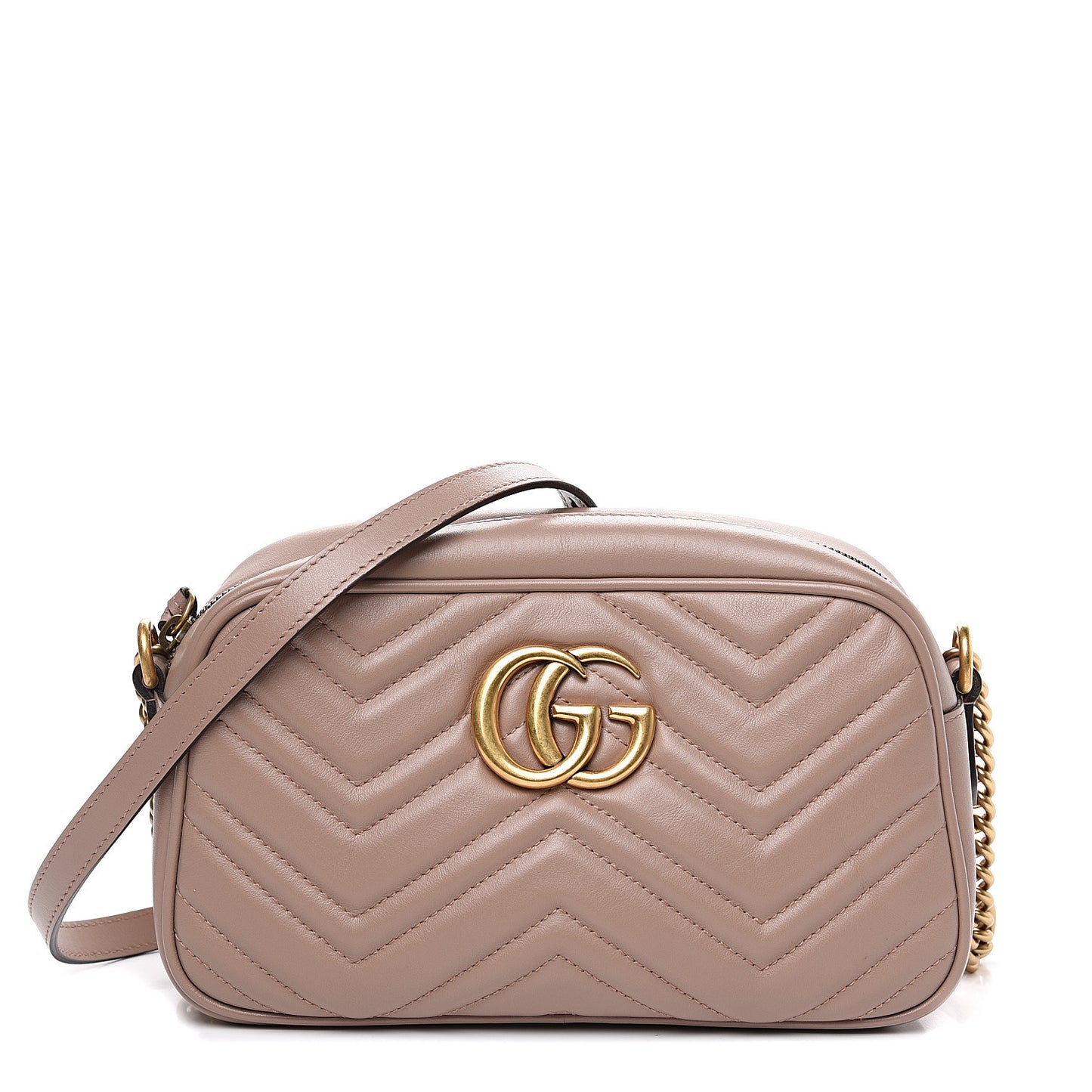 Calfskin Matelasse Small GG Marmont Chain Shoulder Bag Porcelain Rose