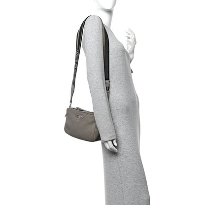 Prada Vitello Daino Soft Medium Double Zip Shoulder Bag Argilla 2 of 17