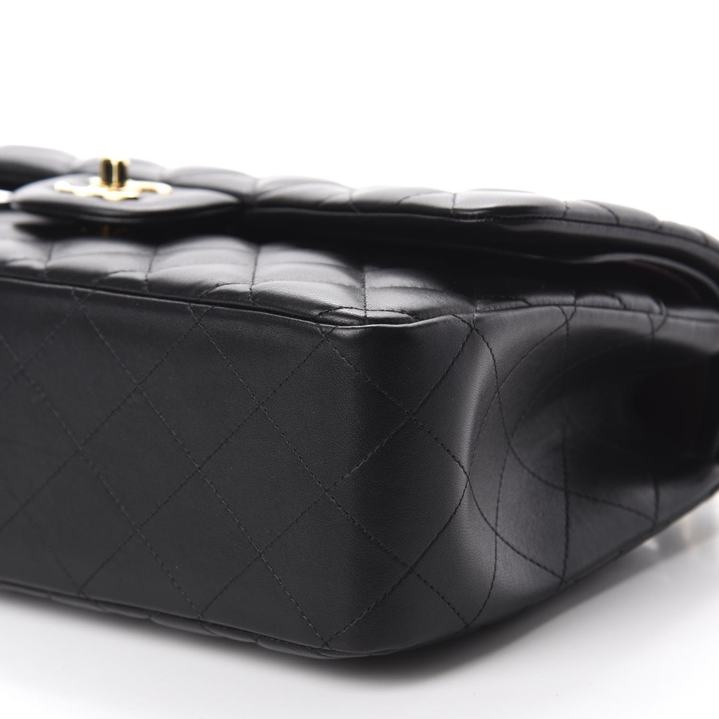 Lambskin Quilted Jumbo Double Flap Black