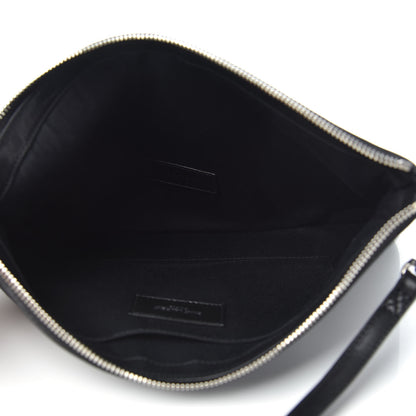 Saint Laurent Linen Canvas Rive Gouche Zipped Pouch Black 4 of 7