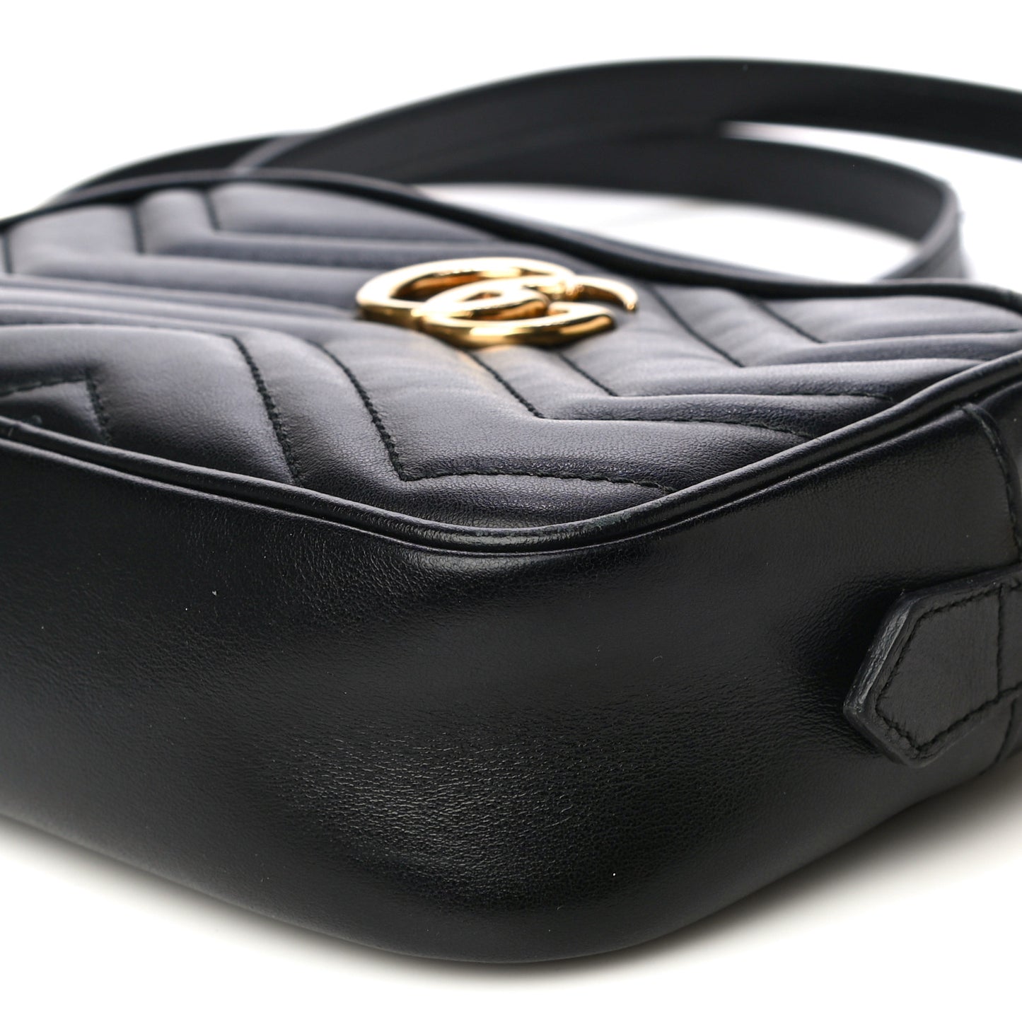 Calfskin Matelasse Mini GG Marmont Chain Shoulder Bag Black