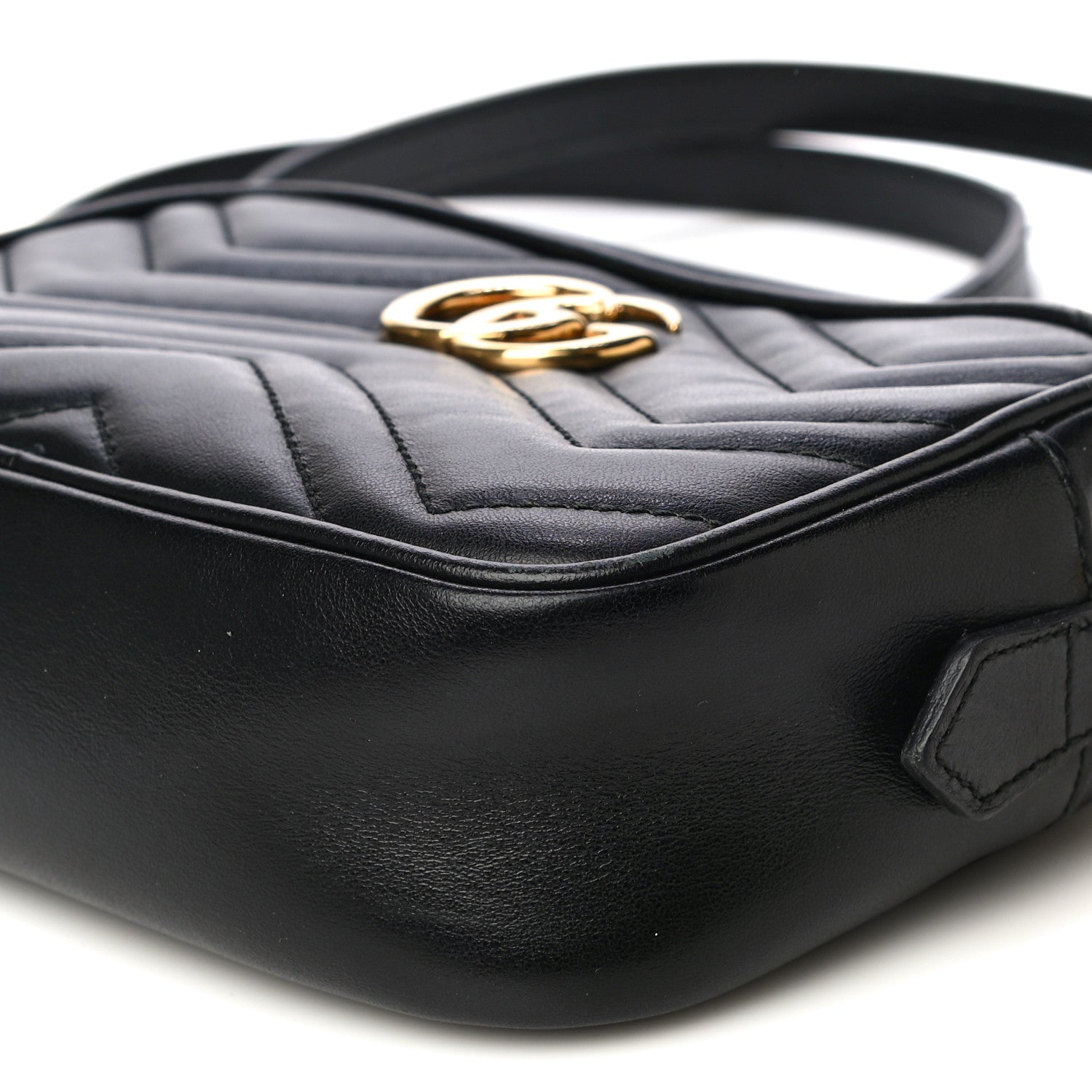 Gucci Calfskin Matelasse Mini GG Marmont Chain Shoulder Bag Black 11 of 16
