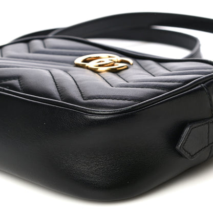 Gucci Calfskin Matelasse Mini GG Marmont Chain Shoulder Bag Black 11 of 16