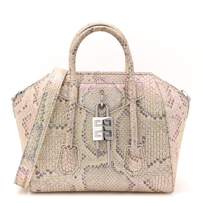 Givenchy Snakeskin Mini Lock Antigona Shoulder Bag Dusty Gold 1 of 9