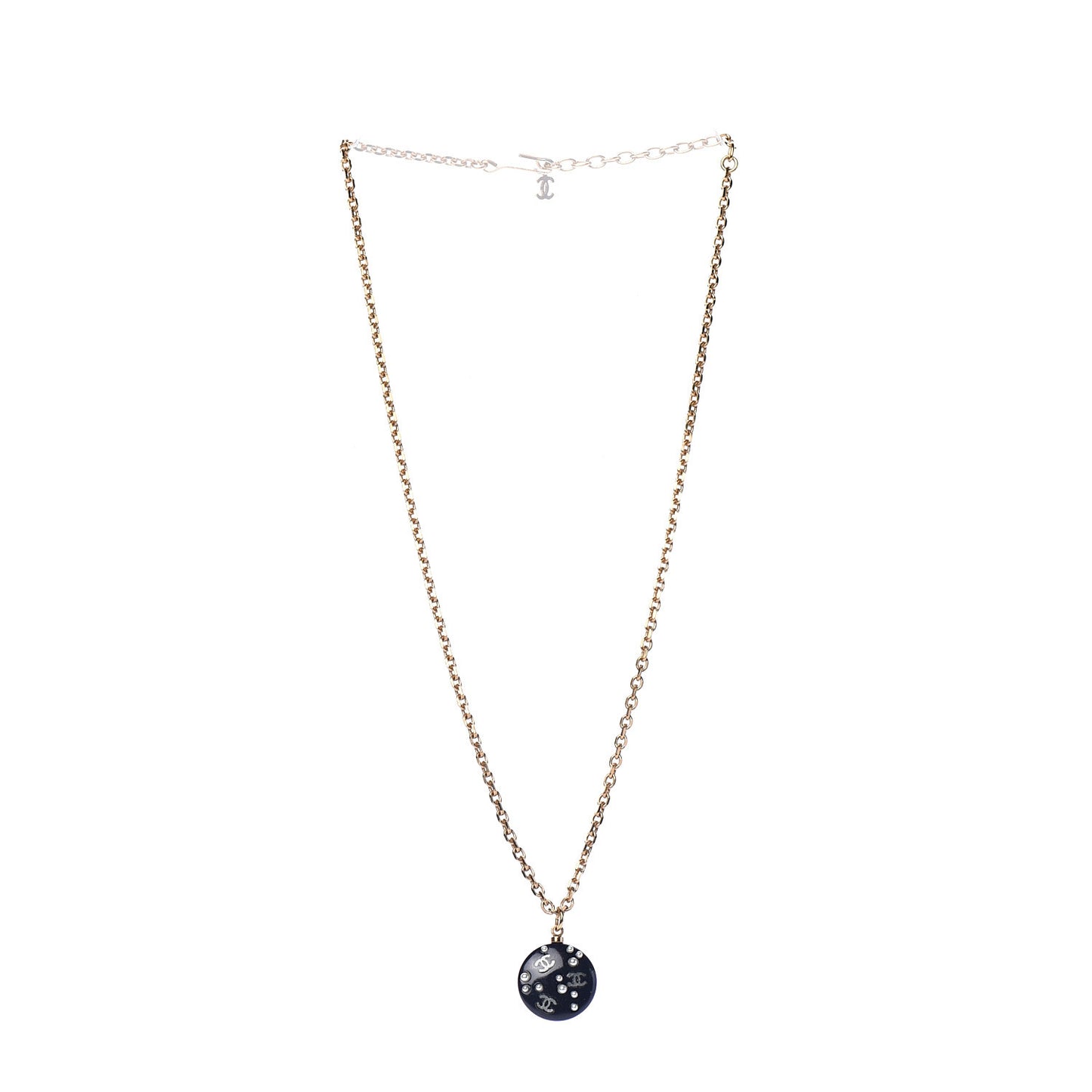 Resin Pearl CC Necklace Gold Black