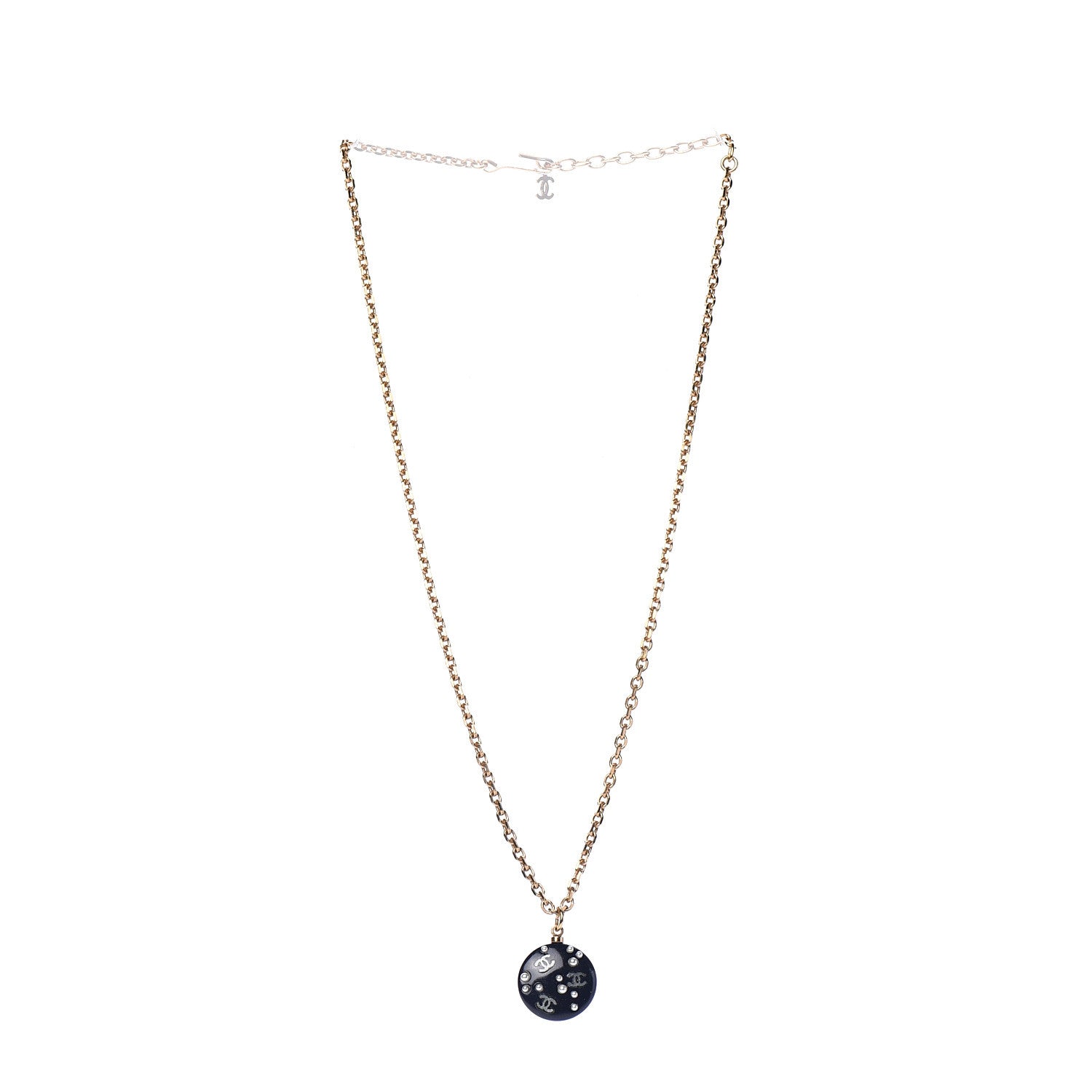 Chanel Resin Pearl CC Necklace Gold Black 2 of 4