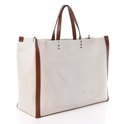 Valentino Garavani Canvas VLTN Print Large Tote Natural 3 of 9