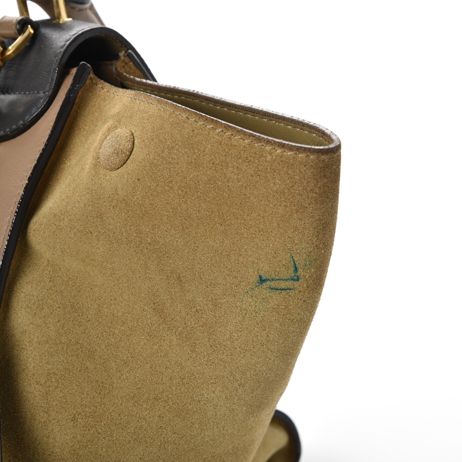 Celine Smooth Calfskin Suede Medium Tri-Color Trapeze Olive 27 of 31
