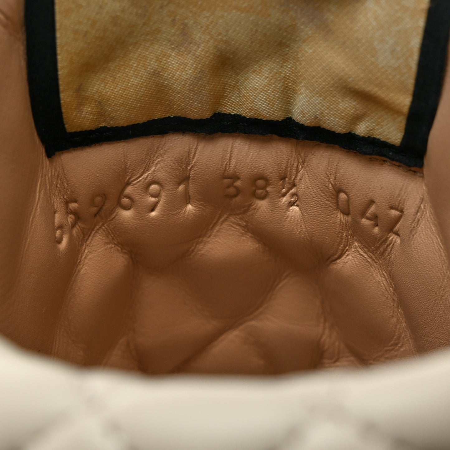 Calfskin GG Supreme Monogram Nappa Quilted Lace Up Ankle Boots 36.5 Mystic White Beige
