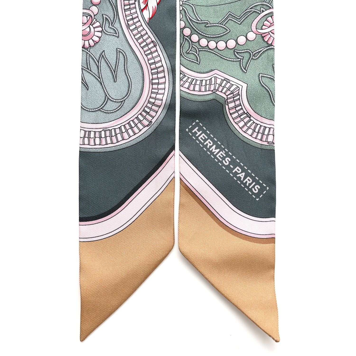Hermes Silk Grand Apparat Twilly Vert Argile Rose 2 of 4