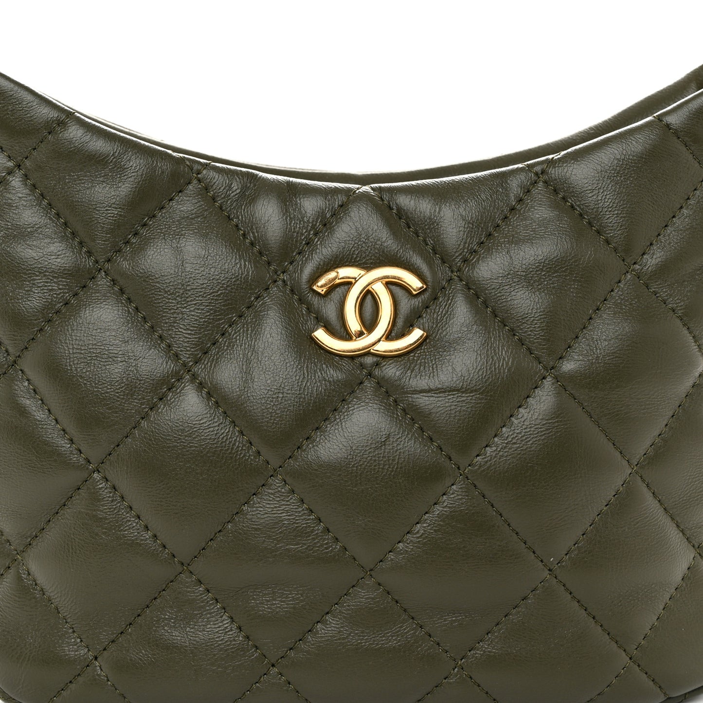 Lambskin Quilted CC Links Hobo Khaki
