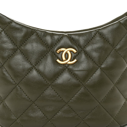 Chanel Lambskin Quilted CC Links Hobo Khaki 8 of 10