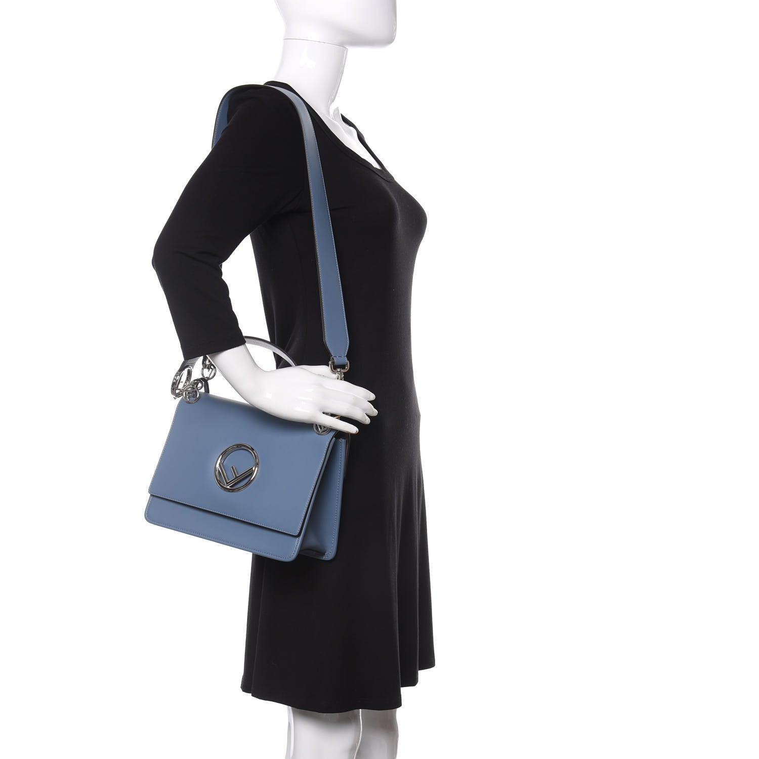 Fendi Vitello Century Opaco F is Fendi Kan I Shoulder Bag Ceruleo 2 of 9