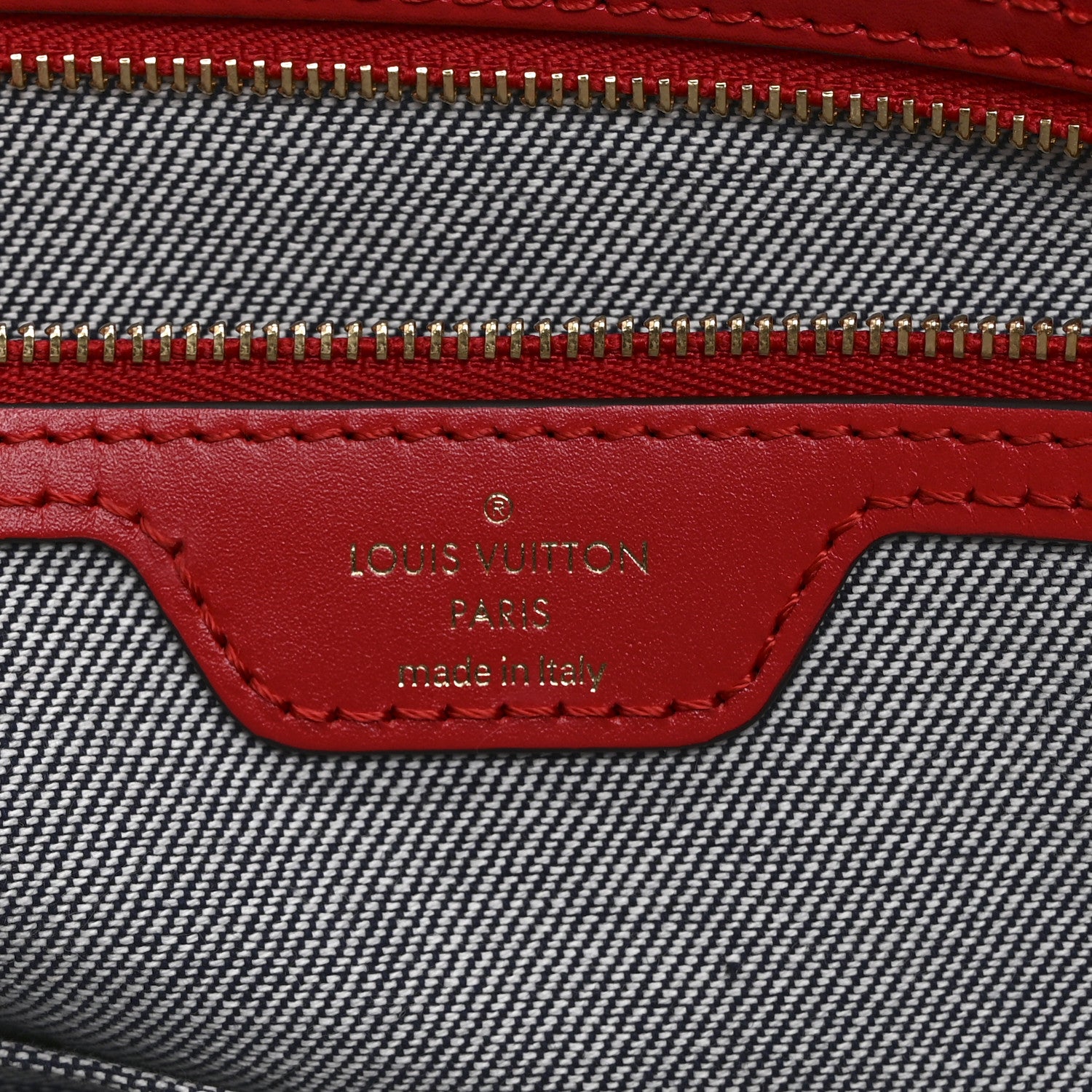Louis Vuitton Denim Damier Monogram Onthego Blue Rouge 6 of 9