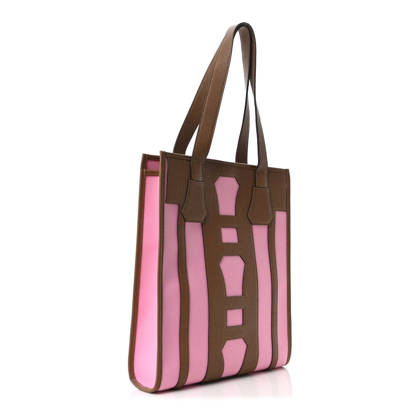 Canvas Calfskin Petit H Bell Tote Bag Rose Gold
