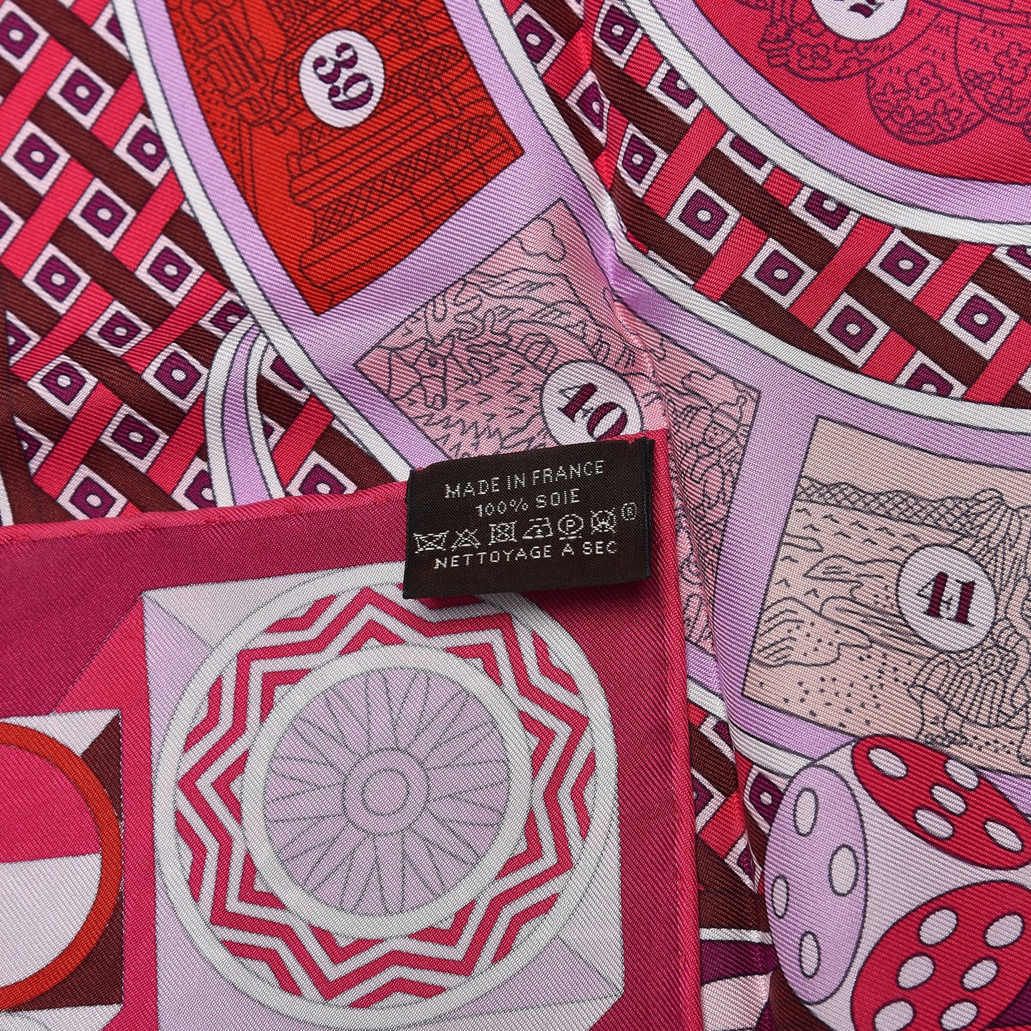 Silk Le Tour Du Monde En 63 Cases Scarf 90 Fuchsia Mauve White