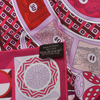 Hermes Silk Le Tour Du Monde En 63 Cases Scarf 90 Fuchsia Mauve White 9 of 10
