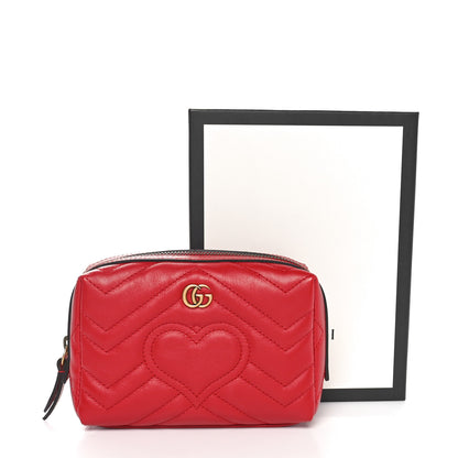 Gucci Calfskin Matelasse GG Marmont Cosmetic Case Hibiscus Red 11 of 11